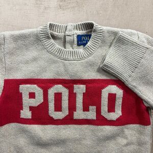 Polo Ralph Lauren Toddler Baby Sweater Size 5 Tan Spell Out Varsity Logo Preppy